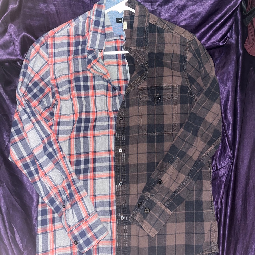 Handmade Two toned grunge button-up flannel unique design